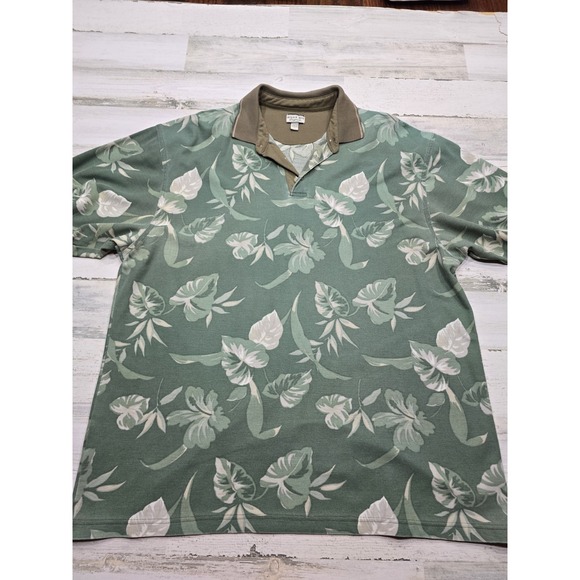 Bugle Boy Other - Vintage Bugle Boy Original Mens XL Green Tropical Floral Polo Shirt Short Sleeve